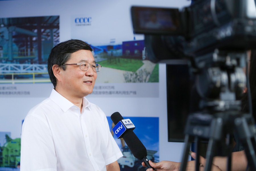 益达注册股份董事长谢文接受中国教育电视台采访，谈建筑垃圾资源化处理